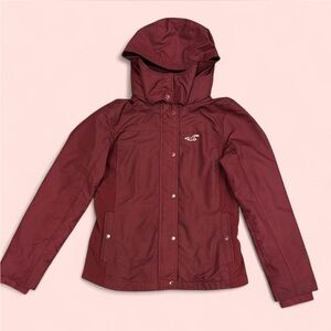 Hollister Red Ski Jacket with Hood and Weather-Proof Fabric